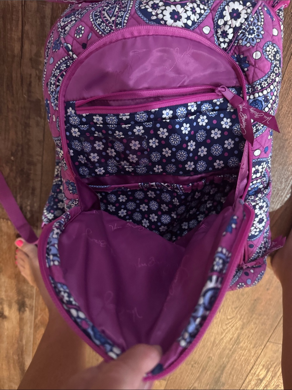 Vera Bradley Quilted Paisley Pink Backpack - Stylish Women’s Bag - Picture 6 of 12